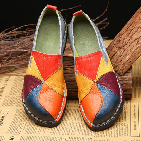 Sonicelife Women Genuine Leather Flats Ballet Shoes Cut Out Leather Breathable Moccasins Women Boat Shoes Ballerina Ladies Casual Shoes
