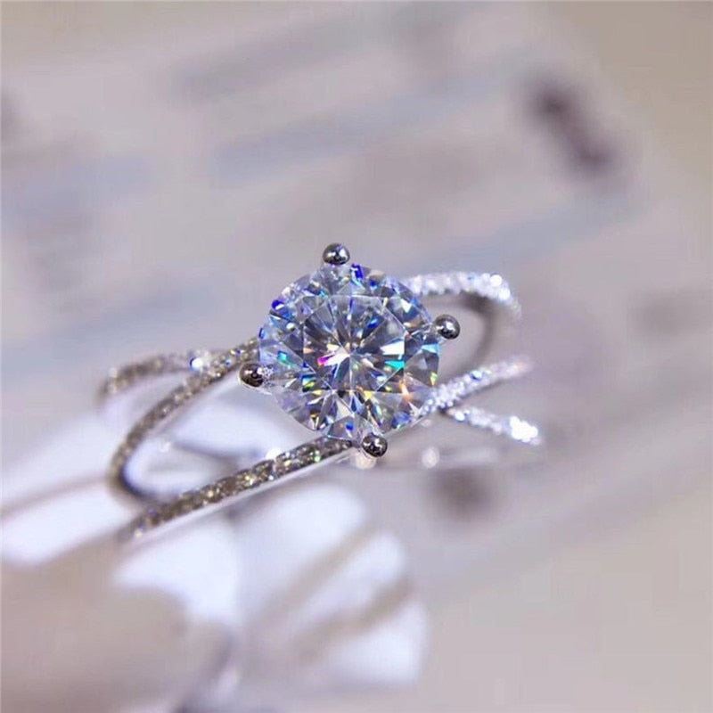 Newly Fancy Cross Rings for Women Delicate Bridal Wedding Ring with Shiny Crystal Cubic Zirconia Lady's Statement Jewelry