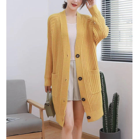 Sonicelife Jacket Women Sweater Coat Thicken Warm Loose Long Cardigan Lady Casual Elegant Knitwear Outerwear Solid Knitted Sweater Coats