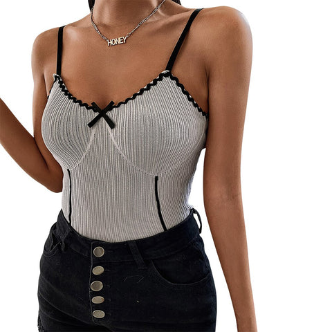 Sonicelife Women Summer Spaghetti Strap Vest Tank Tops Ladies Sleeveless Camisole Strappy Slim Fit Tops Female Solid Color Streetwear D30