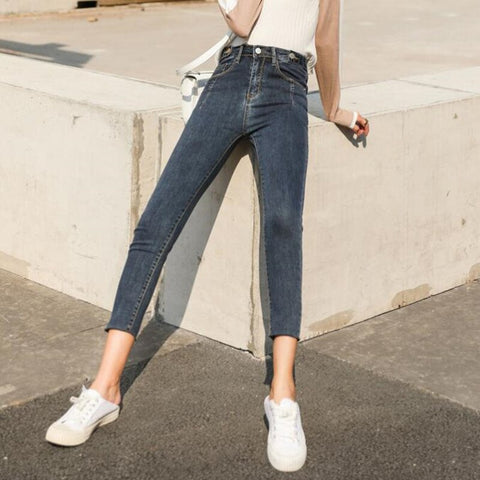 Woman Skinny Jeans High Waist Clothes Blue Denim Clothing Streetwear Vintage Quality Summer 2021 Sretch Fashion Harajuku