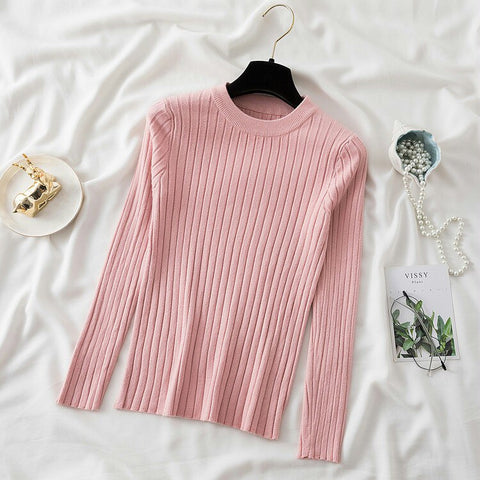 Christmas Gift knit soft jumper tops 2023 New Autumn Winter Tops O-Neck Pullovers Sweaters shirt long sleeve Korean Slim-fit tight sweater