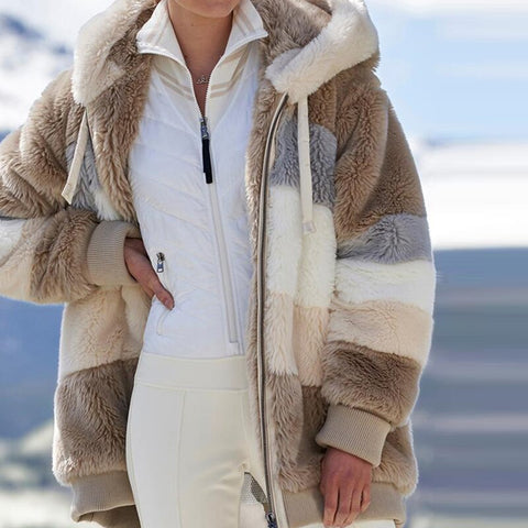 Women's Hoodie Winter Warm Loose Oversized Sweatshirt Zip Up Hooded Female Fashion Coat Plus Size Clothing Hoodies Fleece Jacket
