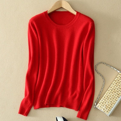 Plus Size 3XL High Quality Autumn Winter Warm Cashmere Pullovers Sweater Women O-Neck Solid Knitted Sweaters Pull Femme Hiver