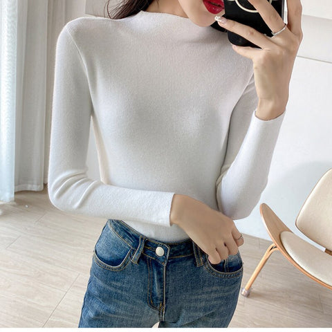 Christmas Gift New-Coming Autumn Winter Tops Turtleneck Pullovers Sweaters Primer Shirt Long Sleeve Short Korean Slim-fit Tight Sweater 2023