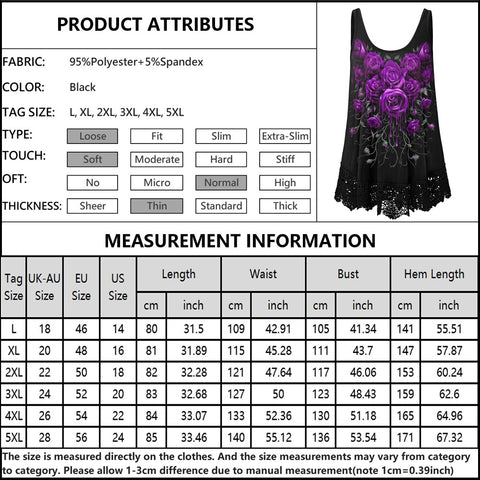 Sonicelife Plus Size 5XL Rose Floral PrintVest  Women Tank Tops Fashion Sleeveless Ladies T-Shirts Casual Summer for Female Streetwear D30