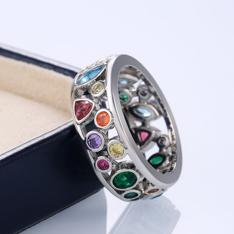 Sonicelife Huitan Colorful Women Hollow Out Geometric Stone Rings Cocktail Party Female Finger Ring Fancy Stylish Rings Jewelry Wholesale