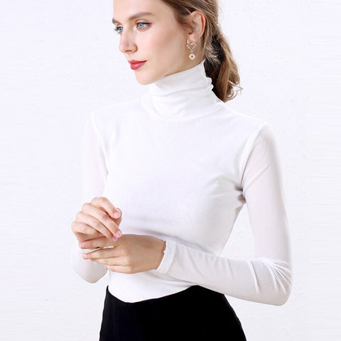 Christmas Gift Turtleneck Blouse 2023 Women Basic Knitted Fashion Tops Long Sleeve Women Casual Blusa Femme Slim Ladies Plus Size Red Blue