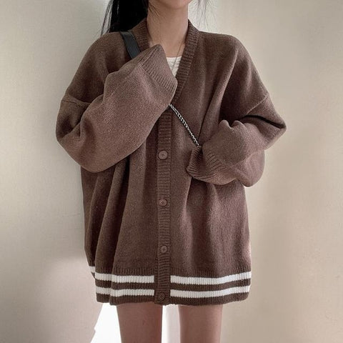 Black Friday Sonicelife Korean Style Basic Solid Cardigan Sweater Women Preppy Fashion Oversize Long Sleeve Jumper Female Autumn V-Neck Jackets