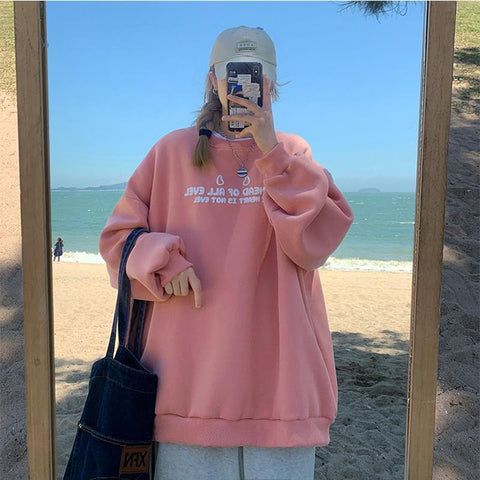Sonicelife Fashion Harajuku Sweatshirt Hoodies Women Thin Long Sleeve Loose Couple Clothes Reflective Devil Pullover Female Kawaii Tops