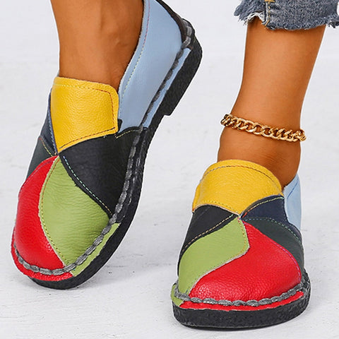 Sonicelife Women Genuine Leather Flats Ballet Shoes Cut Out Leather Breathable Moccasins Women Boat Shoes Ballerina Ladies Casual Shoes