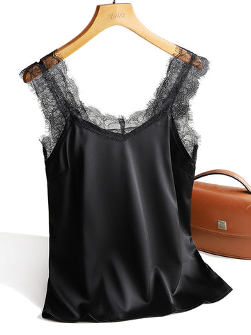 Christmas Gift  Silk Top Tank Women Slim  Sleeveless Shirt Basic Camisole Halter Backless Lace Tank Top Summer Tops For Women 2023