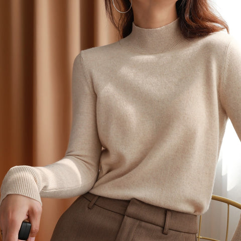 autumn winter cashmere sweaters women fashion turtleneck pullover slim long sleeve 2023 knitted Jumper Soft Warm Pull Femme