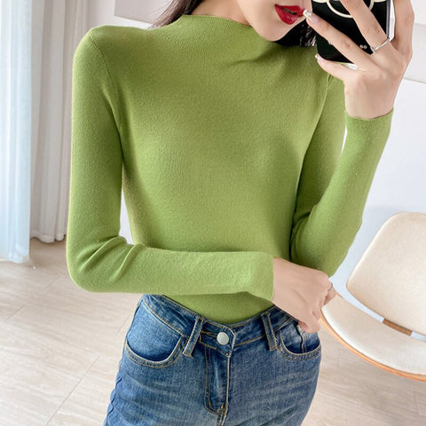 Christmas Gift New-Coming Autumn Winter Tops Turtleneck Pullovers Sweaters Primer Shirt Long Sleeve Short Korean Slim-fit Tight Sweater 2023