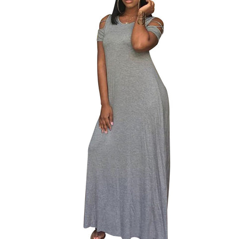 5XL Plus Size Women Hollow Out Short Sleeve Dress Loose Casual Ladies Dresses with Pocket Summer Female Solid Maxi Dresses D30