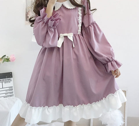 Sonicelife-Summer lolita dress daily japanese kawaii girl victorian dress sweet cute doll collar tea party gothic lolita tea party loli cos