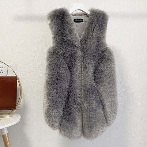 Fur Coat Artificial Fur Faux Fur Sleeveless Jacket Women Winter 2023 Warm Fur Vests Leather Female Oversize Fox Fur Overcoat