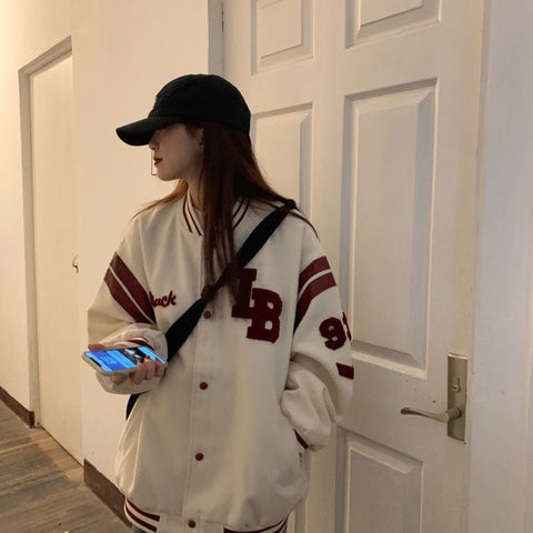 2023 Spring Autumn Streetwear Letter Embroidery Sweatshirt  Korean Fashion Clothes Tops Female Baseball Hoodie Women Sweetshirts