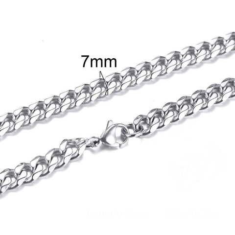 CUBAN LINK 3 TO 7 MM  STAINLESS STEEL NECKLACE FOR MEN CHOKER JEWELRY