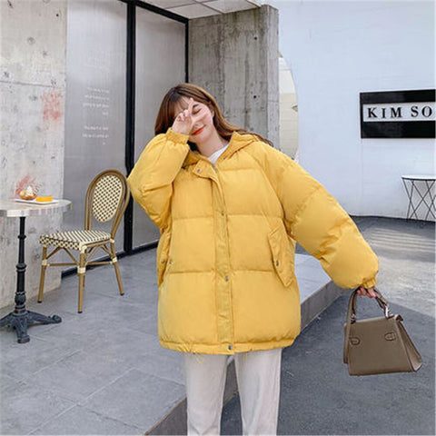 Sonicelife New Short Winter Jacket Women Warm Hooded Down Cotton Jacket Parkas Female Casual Loose Outwear Korean Cotton-padded Winter Coat