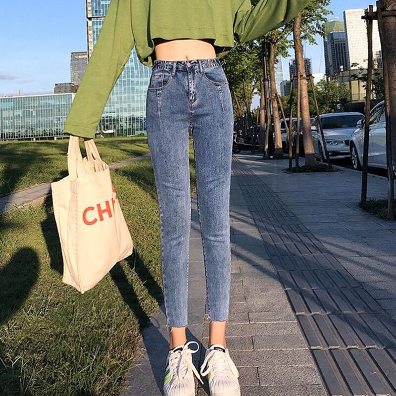 Sonicelife Woman Skinny Jeans High Waist Clothes Blue Denim Clothing Streetwear Vintage Quality Summer 2024 Sretch Fashion Harajuku