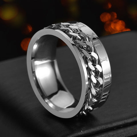 Letdiffery Cool Stainless Steel Rotatable Men Ring High Quality Spinner Chain Punk Women Jewelry for Party Gift