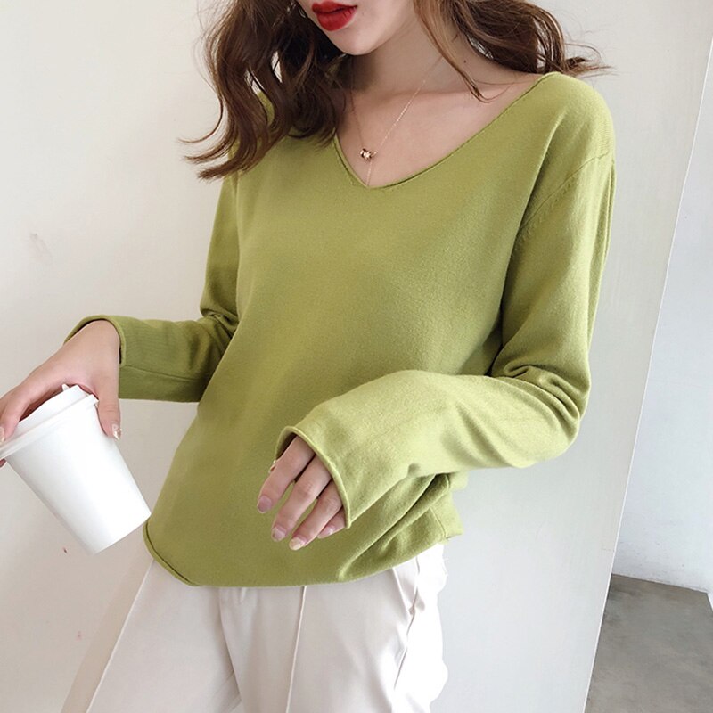 Sonicelife Christmas Gift AOSSVIAO New 2024 Autumn Winter Women's Sweaters V-Neck Minimalist Tops Fashionable Korean Style Knitting Casual Solid Pullovers