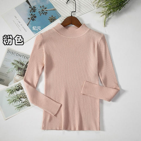 2023 New-coming Autumn Winter Tops Basic Turtleneck Pullovers Sweaters Primer Long Sleeve Short Korean Slim-fit tight Sweater