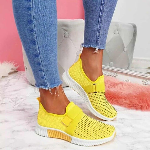 Back to school outfit Sonicelife  Sneakers Women Shoes Spring Female Shoes Crystal Solid Mesh Sneakers Flats Fashion Ladies Sport Shoes Light Vulcanized Shoes