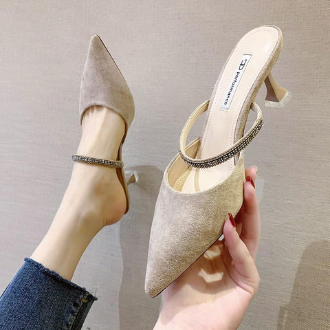 Sonicelife 2023 Casual  Stiletto Women Pumps Plaid Pointed Toe Shallow Thin Footwear Spring Party Ladies Green Shoes Summer High Heels