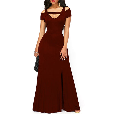 Back to school outfit Sonicelife   Women's Dresses Casual Long Maxi Evening Party Beach Long Dress Solid Wine Red Black Square Collar Summer Costume