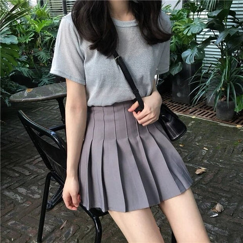 Sonicelife 2023 summer high waist anti-failure pleated skirt playful white age reduction skirt female casual college style clothes