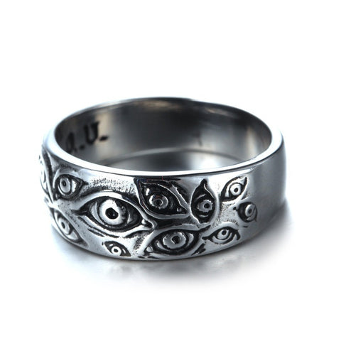 Sonicelife Vintage Punk Carved Eyes Mens Ring Finger Jewelry Hip Hop Rock Culture Ring Unisex Women Male Party Metal Rings Accessories
