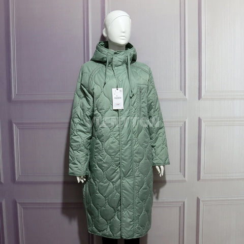 Sonicelife New Autumn Winter Women Vintage Green Parka Jacket Coat Casual Warm Loose Hooded Overcoats Female Oversize Long Outwear Ladies