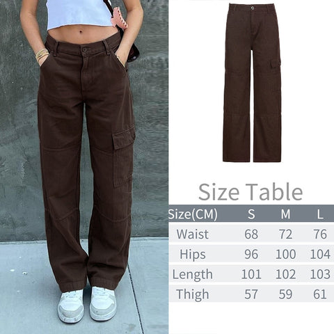 Sonicelife  Y2K Pockets Cargo Pants Women Oversize Baggy Pants Streetwear Harajuku Vintage Casual Loose Sweatpants Wide Leg Denim Trousers