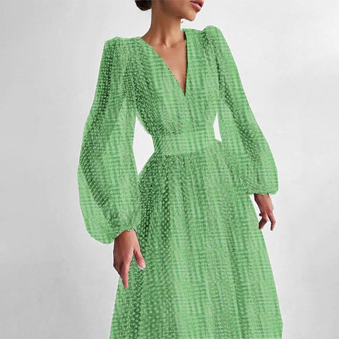 Sonicelife Vintage Dot Printing Women 2023 Spring Chiffon Dress Summer Fashion Casual Dress Boho Beach Women A-line Vestidos