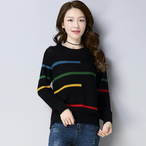 Sonicelife Women Sweater Knitted Korean Female Long Sleeve O-neck Sweater And Pullover Female Autumn Winter Loose Jumpers Casual 2024