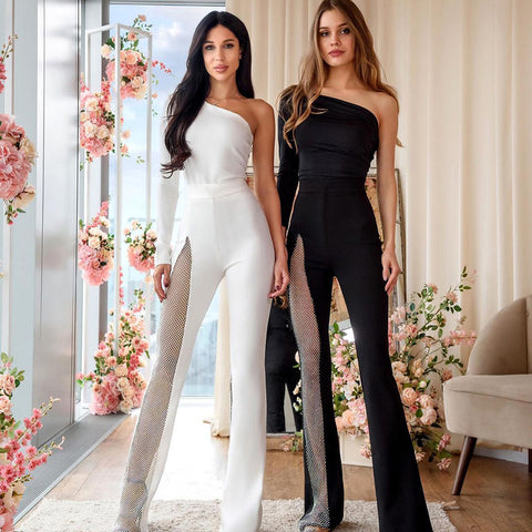 Sonicelife   Women Autumn Winter High Waist Mesh See Through Flare Long Pants Bottoms 2024