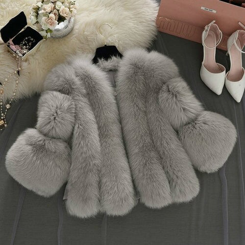 Sonicelife High Quality Faux Fur Coat for Women 2023 Winter Warm Fluffy Fake Fur Jacket Outerwear Plus Size Plush Coat Female Overcoat