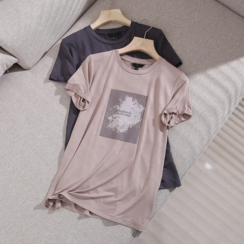 2023 Summer New Women Vintage Letter Print Cotton Tshirt Fashion Harajuku Tee Tops Female Camisetas De Mujer Femme