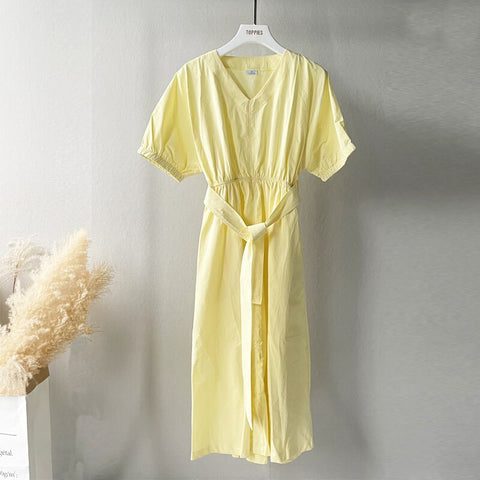 Sonicelife Toppies White Cotton Puff Sleeve Dress Woman Summer Midi Dress Short Sleeve Cascading Ruffles Blouses Dress