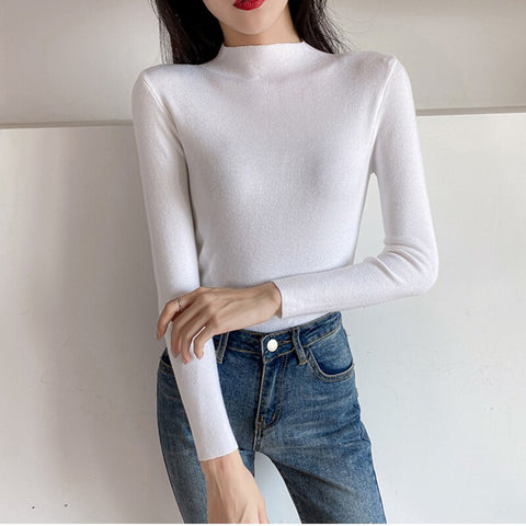 Christmas Gift New-Coming Autumn Winter Tops Turtleneck Pullovers Sweaters Primer Shirt Long Sleeve Short Korean Slim-fit Tight Sweater 2023