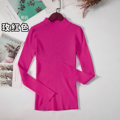 2023 New-coming Autumn Winter Tops Basic Turtleneck Pullovers Sweaters Primer Long Sleeve Short Korean Slim-fit tight Sweater