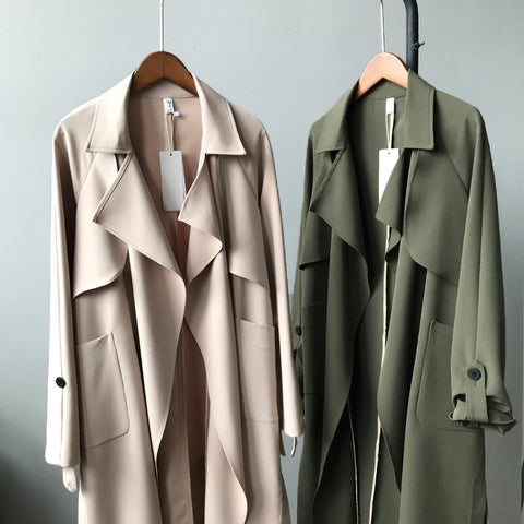 Women Long Sleeve Trench Coat 2023 Autumn Winter Fashion New Cardiagn Windbreaker Female Casual Loose Outwear  Solid Jacket