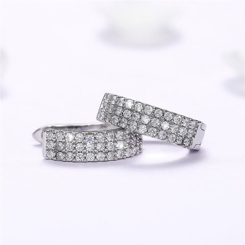 Dainty U Shaped Hoop Earrings for Women Silver Color Circle Earring with Crystal CZ Stone Simple Stylish Female Jewelry