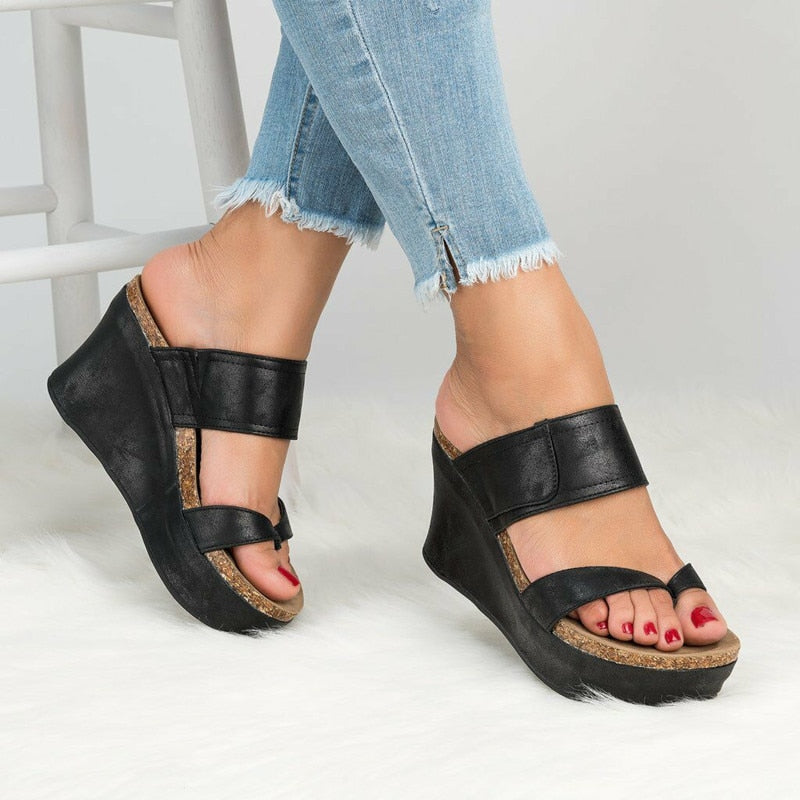 Sonicelfie Women Sandals 2023 New Wedges Shoes Women Summer Sandals Wedge Heels Flip Flops Chaussures Femme Plus Size High Heels Sandals
