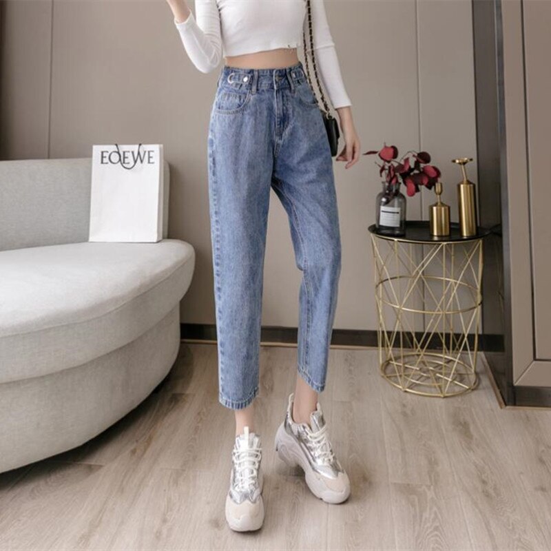 Sonicelife Woman Jeans High Waist Clothes Wide Leg Denim Clothing Blue Streetwear Vintage Quality 2024 Fashion Harajuku Straight Pants