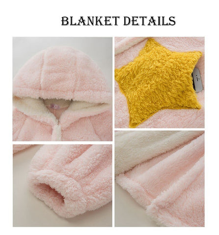 Sonicelife Oversized Women Flannel Blanket Hoodies Winter Warm Clothing Kawaii Cute Girls Hoody Home Coats Female Pocket Sweat Sweatshirts