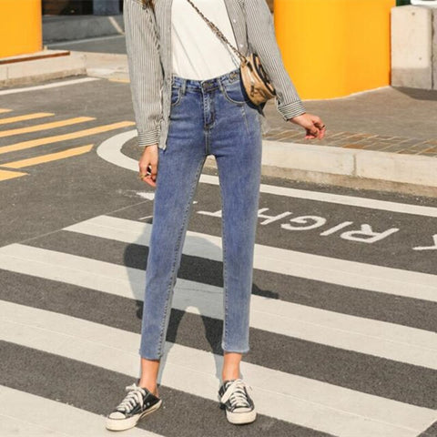 Woman Skinny Jeans High Waist Clothes Blue Denim Clothing Streetwear Vintage Quality Summer 2021 Sretch Fashion Harajuku