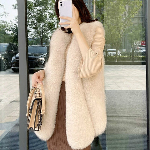 Fur Coat Artificial Fur Faux Fur Sleeveless Jacket Women Winter 2023 Warm Fur Vests Leather Female Oversize Fox Fur Overcoat